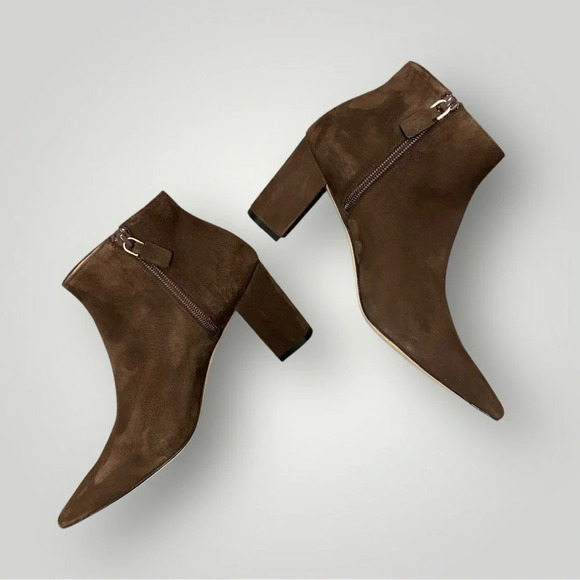 Stuart Weitzman Stuart 75 Zip Suede Bootie Brown Sz 6.5 - Picture 11 of 13